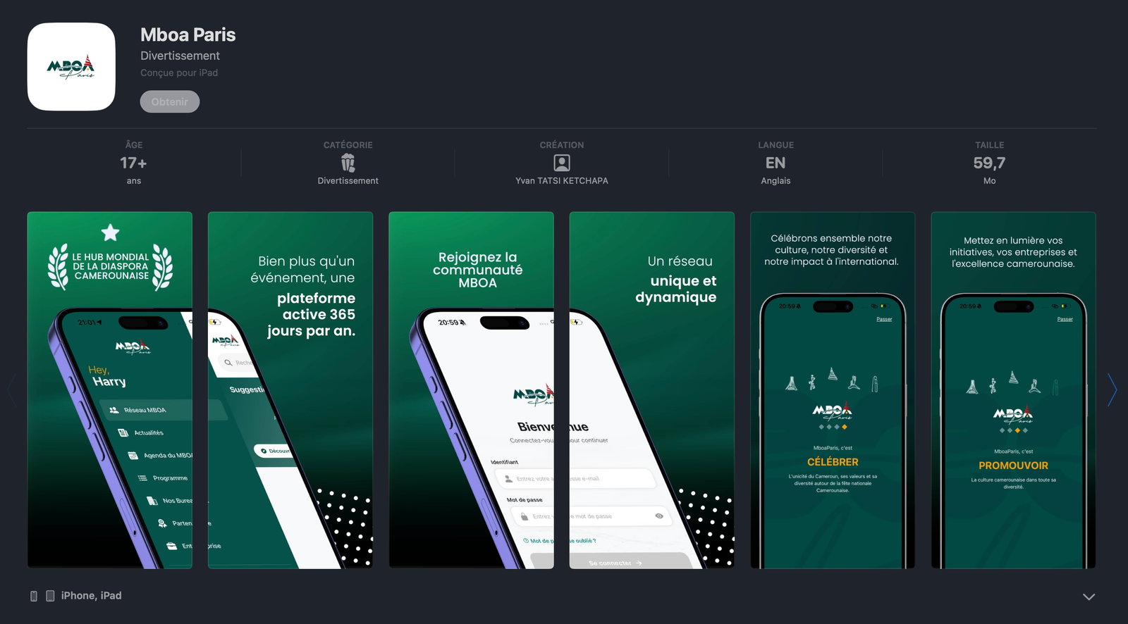 Application Mboa Paris