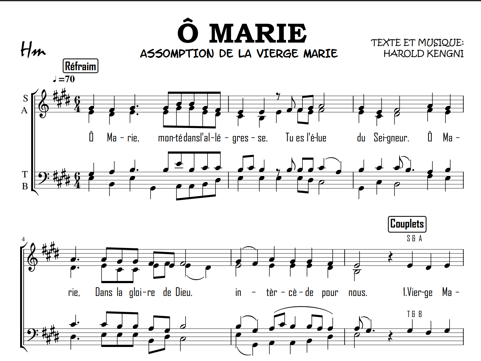 Ô MARIE  - Assomption de la Vierge Marie